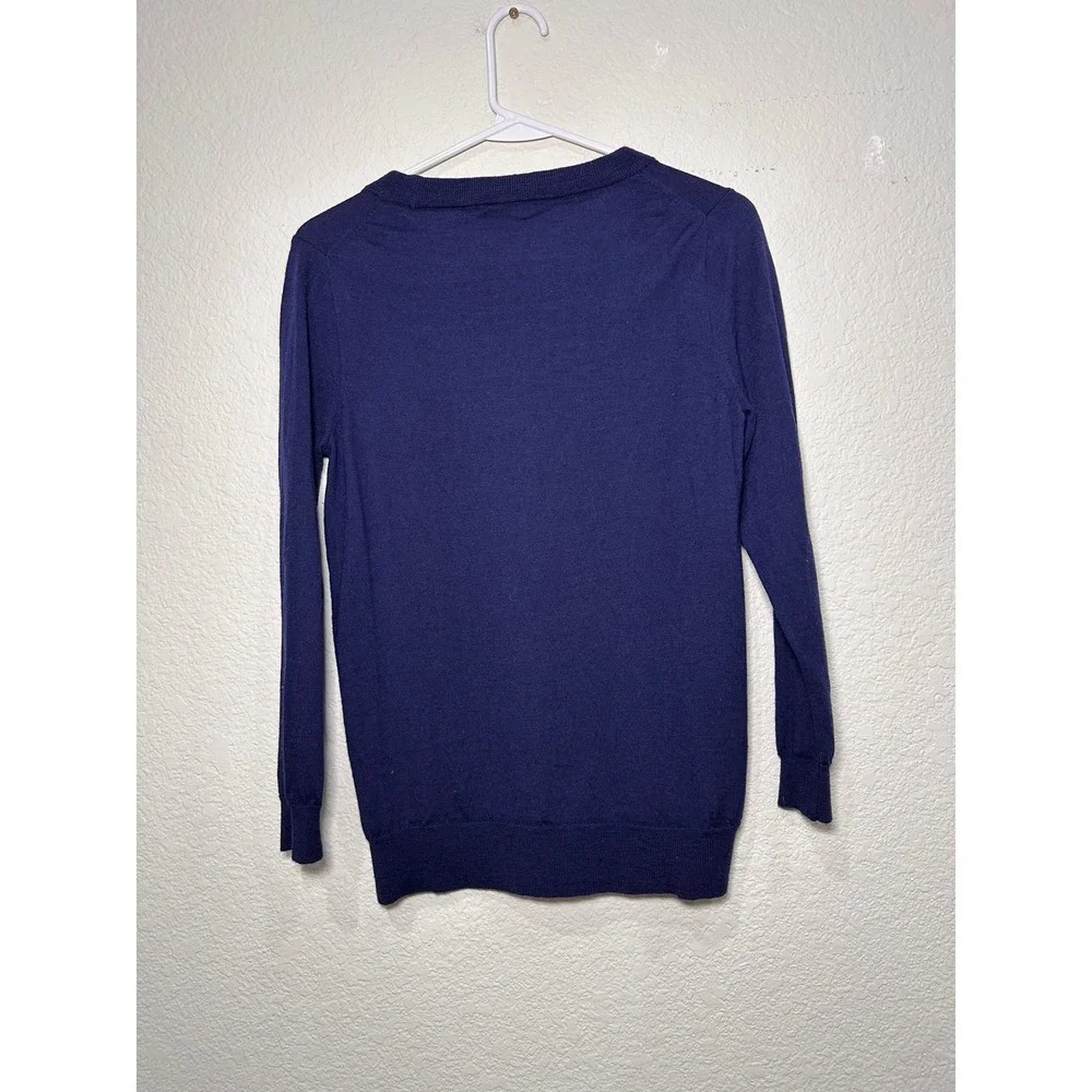 J.Crew Navy Blue 100% Merino Wool Crewneck Sweater Medium Long Sleeve
